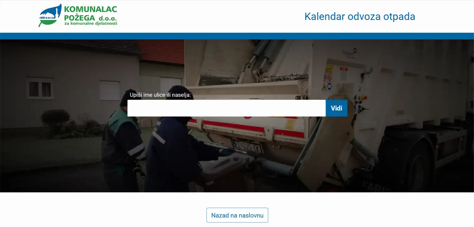 Waste collection calendar on a desktop