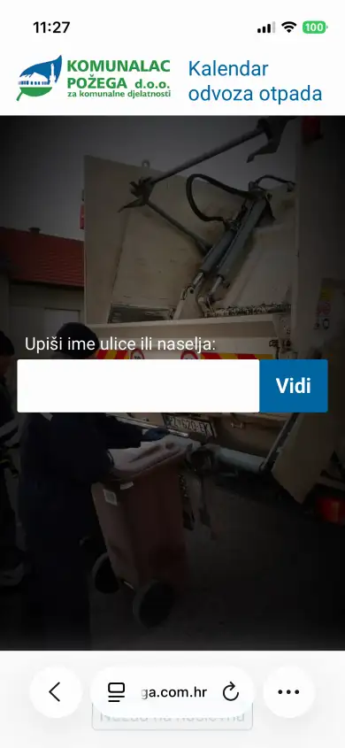 Waste collection calendar on a phone