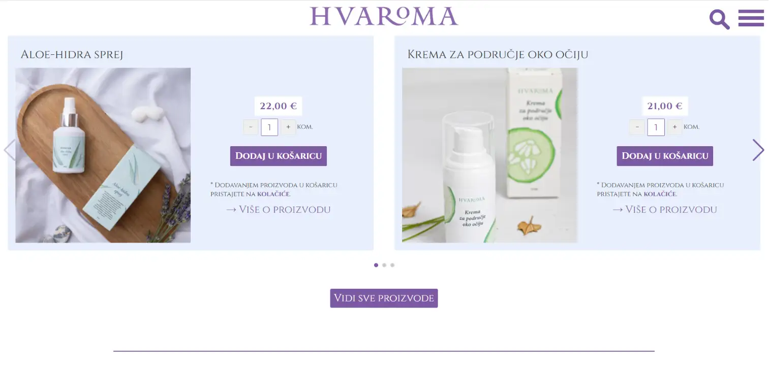 Hvaroma - herbal cosmetics from the island of Hvar on a desktop