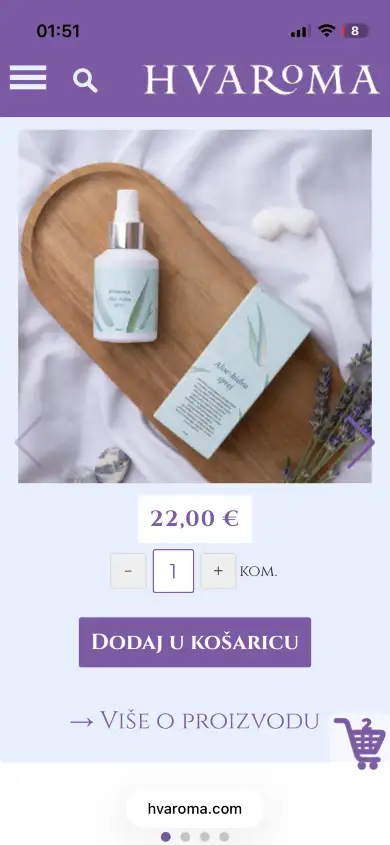 Hvaroma - herbal cosmetics from the island of Hvar on a phone