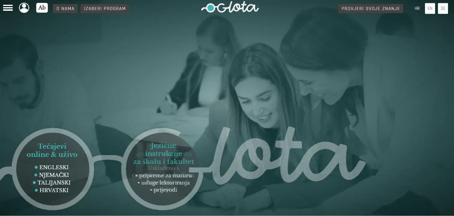 Glota - school of foreign languages on a desktop