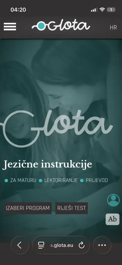 Glota - school of foreign languages on a phone